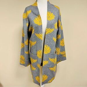 Alison Sheri grey cardigan with yellow print size S/P